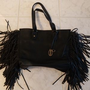 Carlos Santana Black Fringe Purse